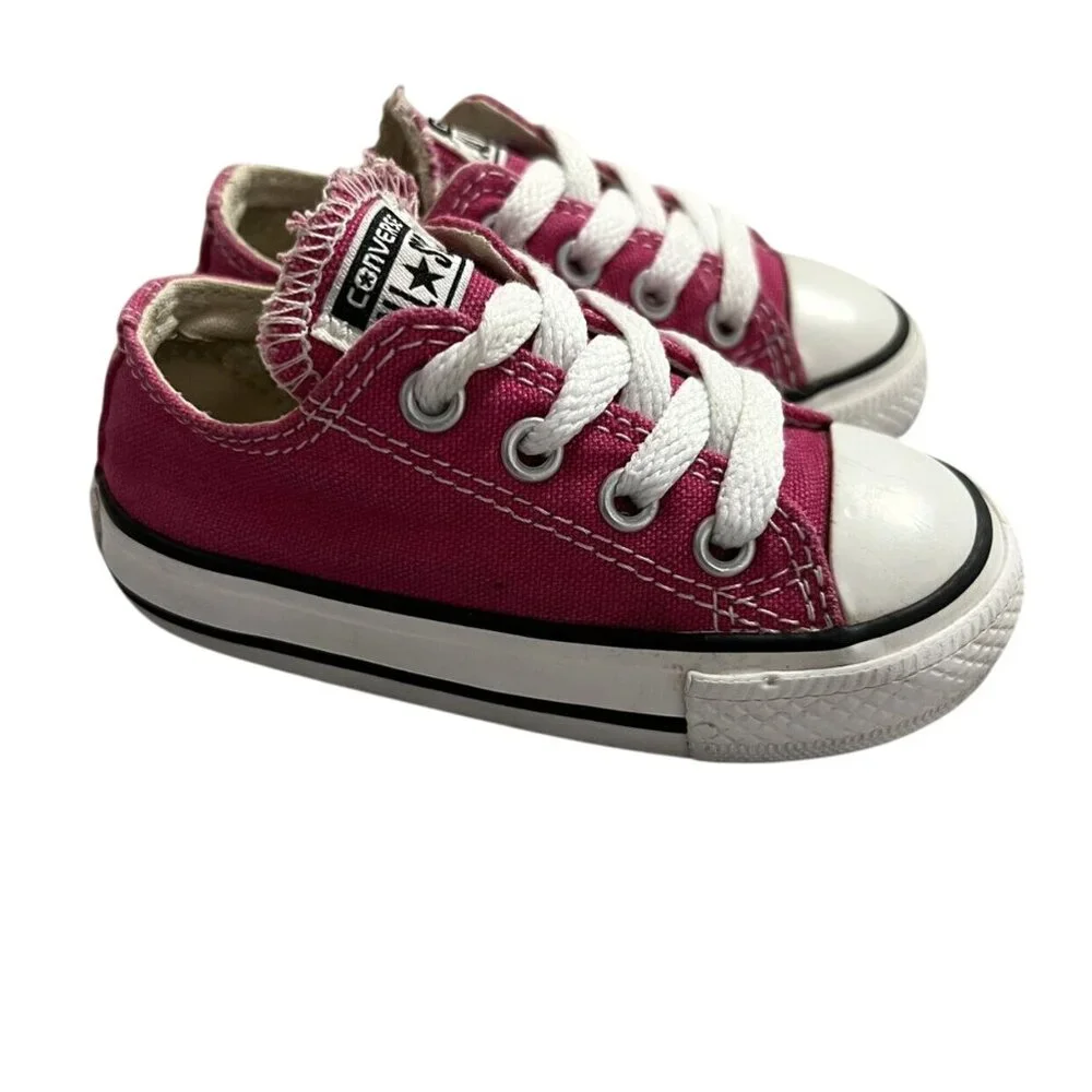 Converse All-Star Sz 5 Dark Pink Canvas Sneakers Shoes